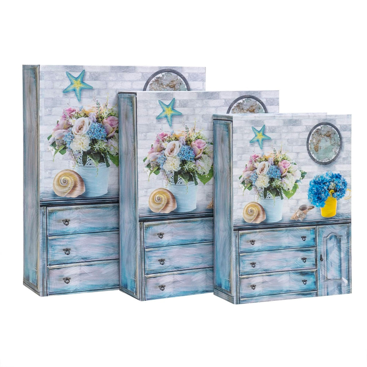 Set 3 cutii cu forma de carte, model decorativ, dimensiuni diferite