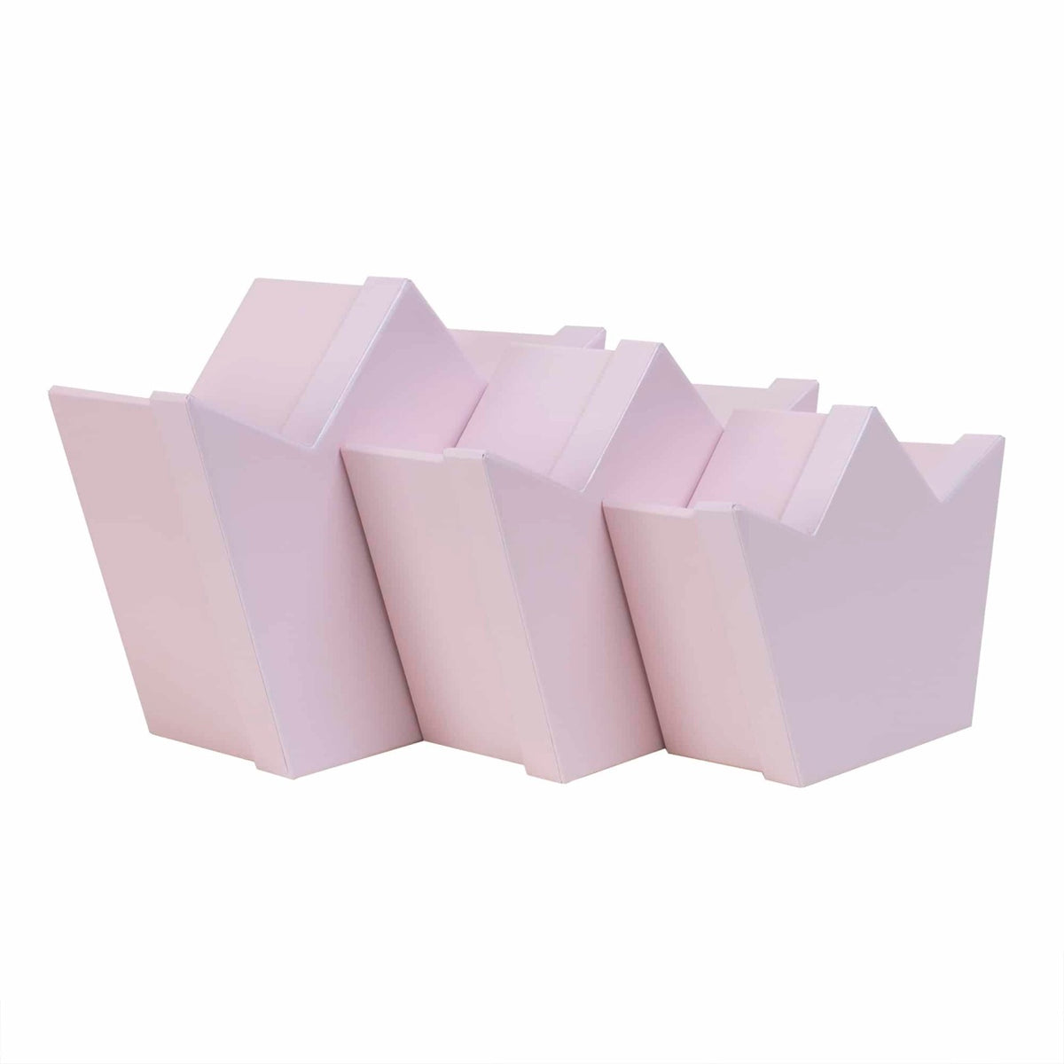Set 3 cutii decorativa forma coronita, roz, dimensiuni diferite