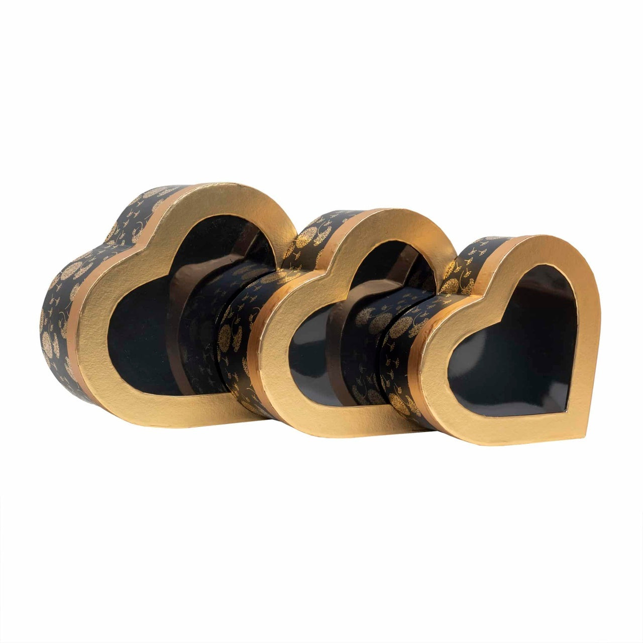 Set 3 cutii in forma de inima, alb cu capac transparent, dimensiuni diferite