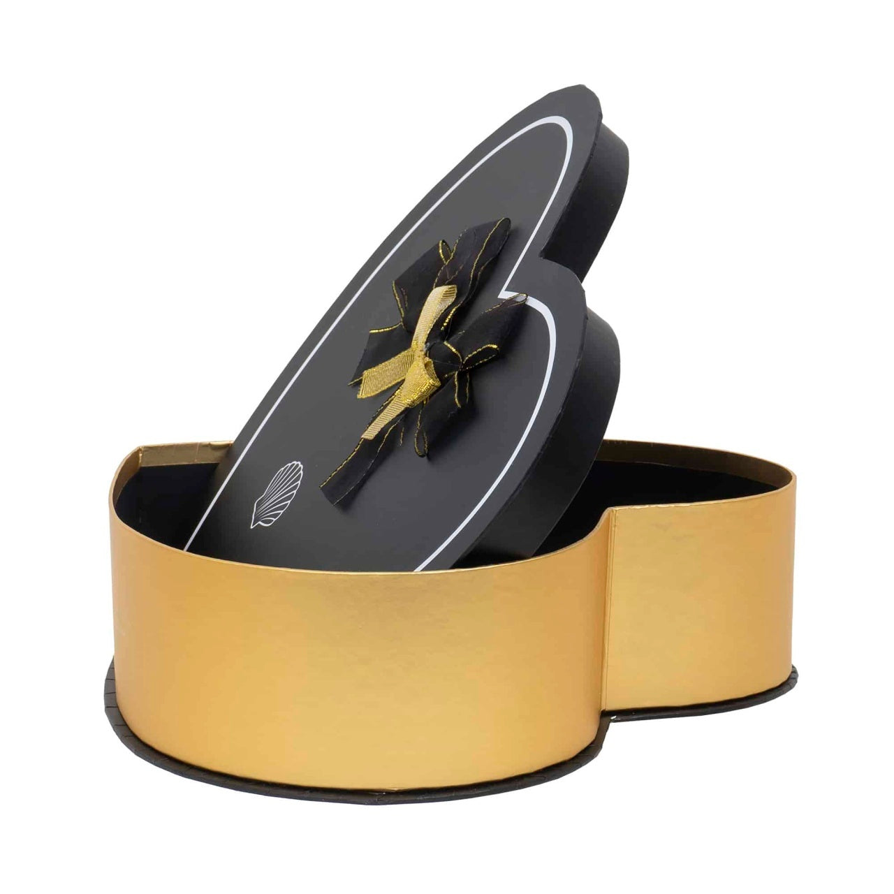 Set 3 cutii in forma de inima cu capac negru, dimensiuni diferite