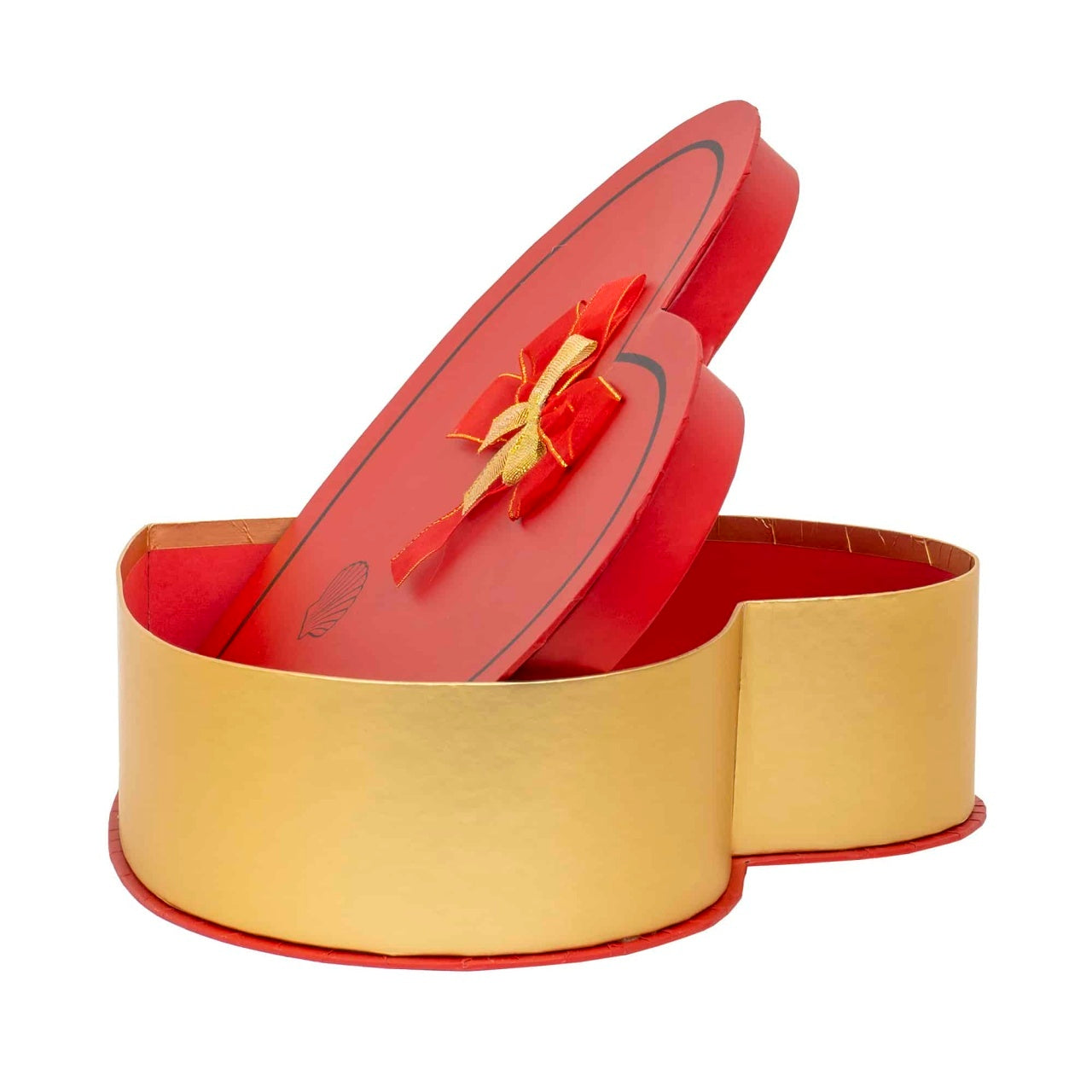 Set 3 cutii in forma de inima cu capac rosu, dimensiuni diferite