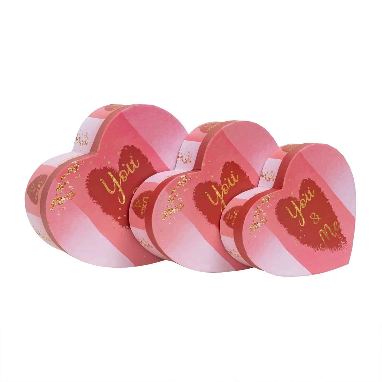 Set 3 cutii in forma de inima, dimensiuni diferite pentru decor si cadouri