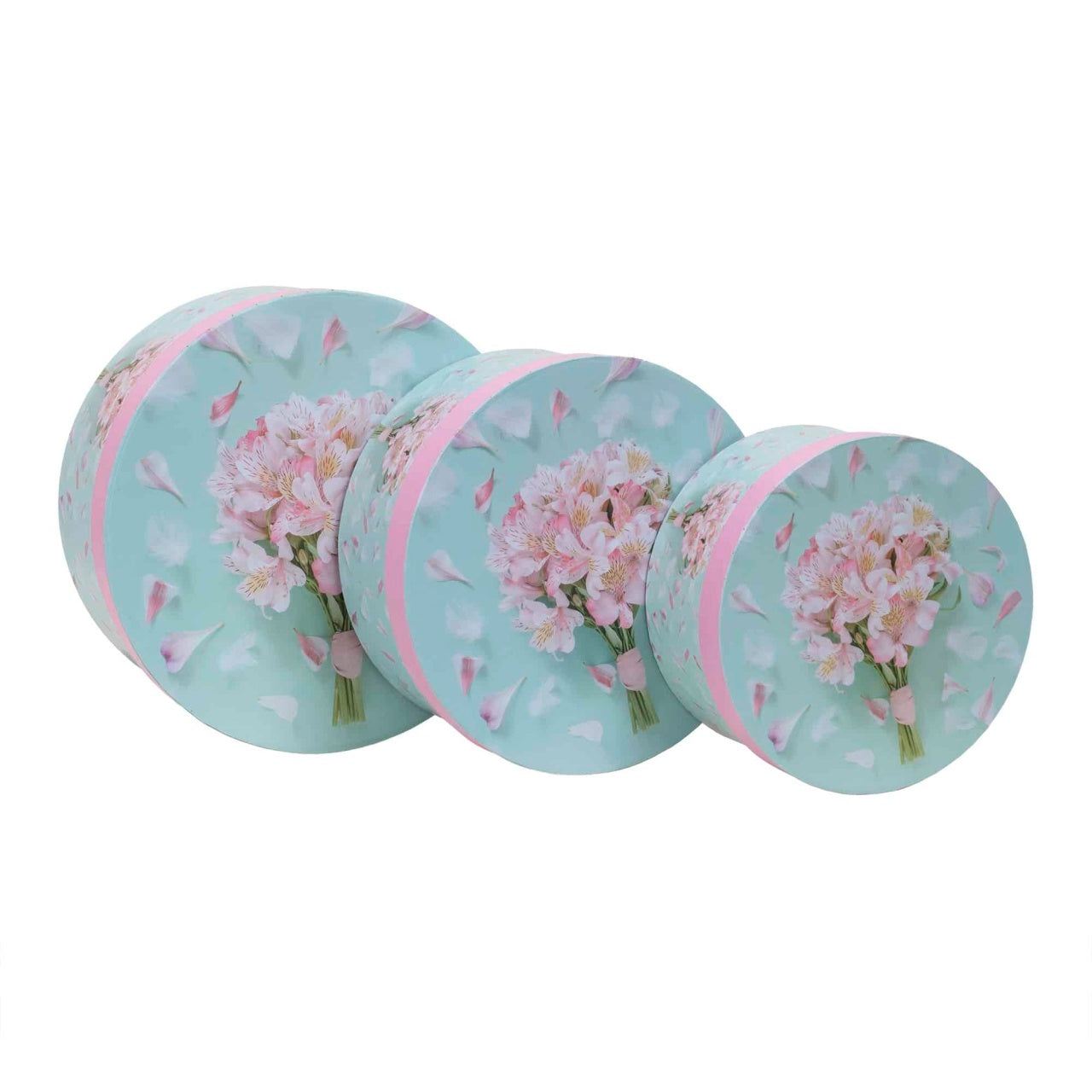 Set 3 cutii rotunde cu model, dimensiuni diferite pentru decor si organizare