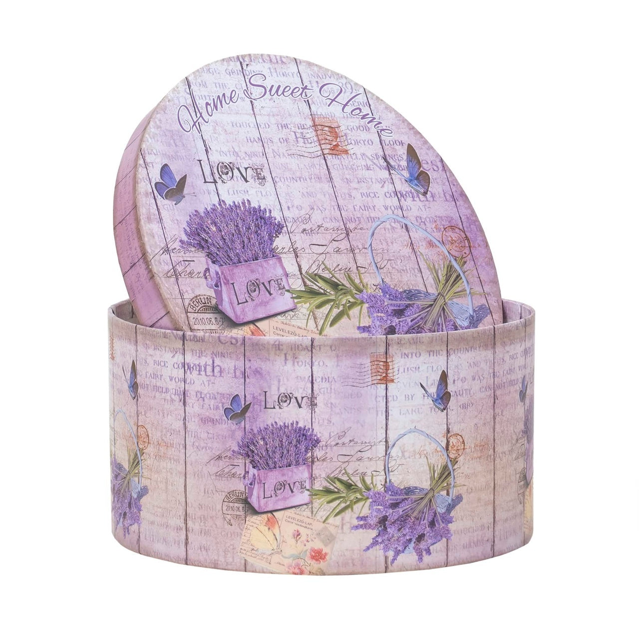 Set 3 cutii rotunde cu model, dimensiuni diferite pentru decor si depozitare