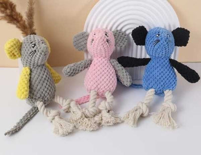 Set 3 jucarii de plus pentru caini, animale, diverse culori