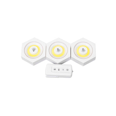 Set 3 lampi LED autoadezive hexagonale cu telecomanda si reglaj intensitate