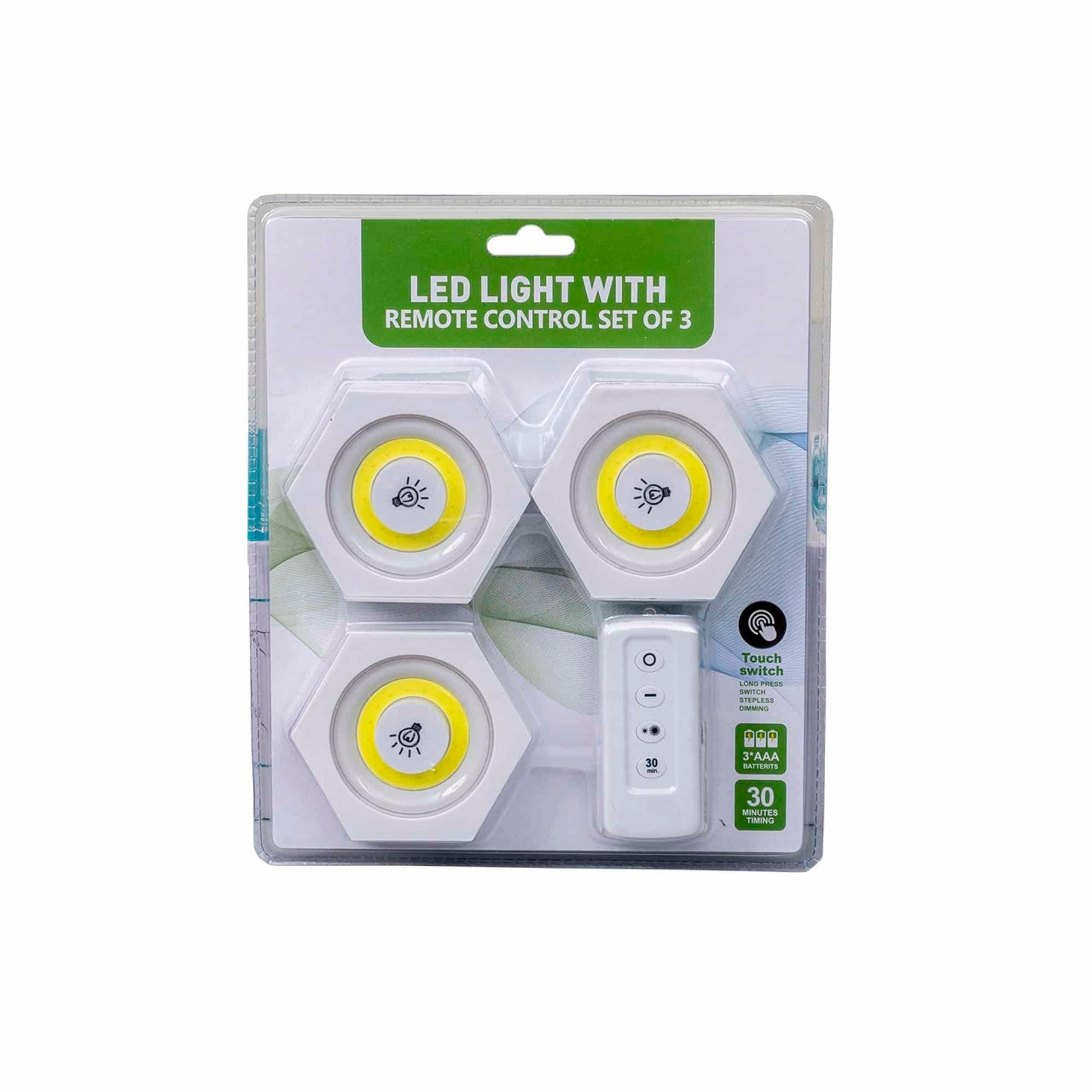 Set 3 lampi LED autoadezive hexagonale cu telecomanda si reglaj intensitate