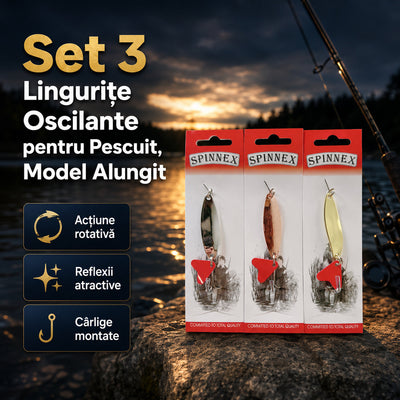 Set 3 Lingurițe Oscilante pentru Pescuit, Model Alungit – imagine principală promoțională