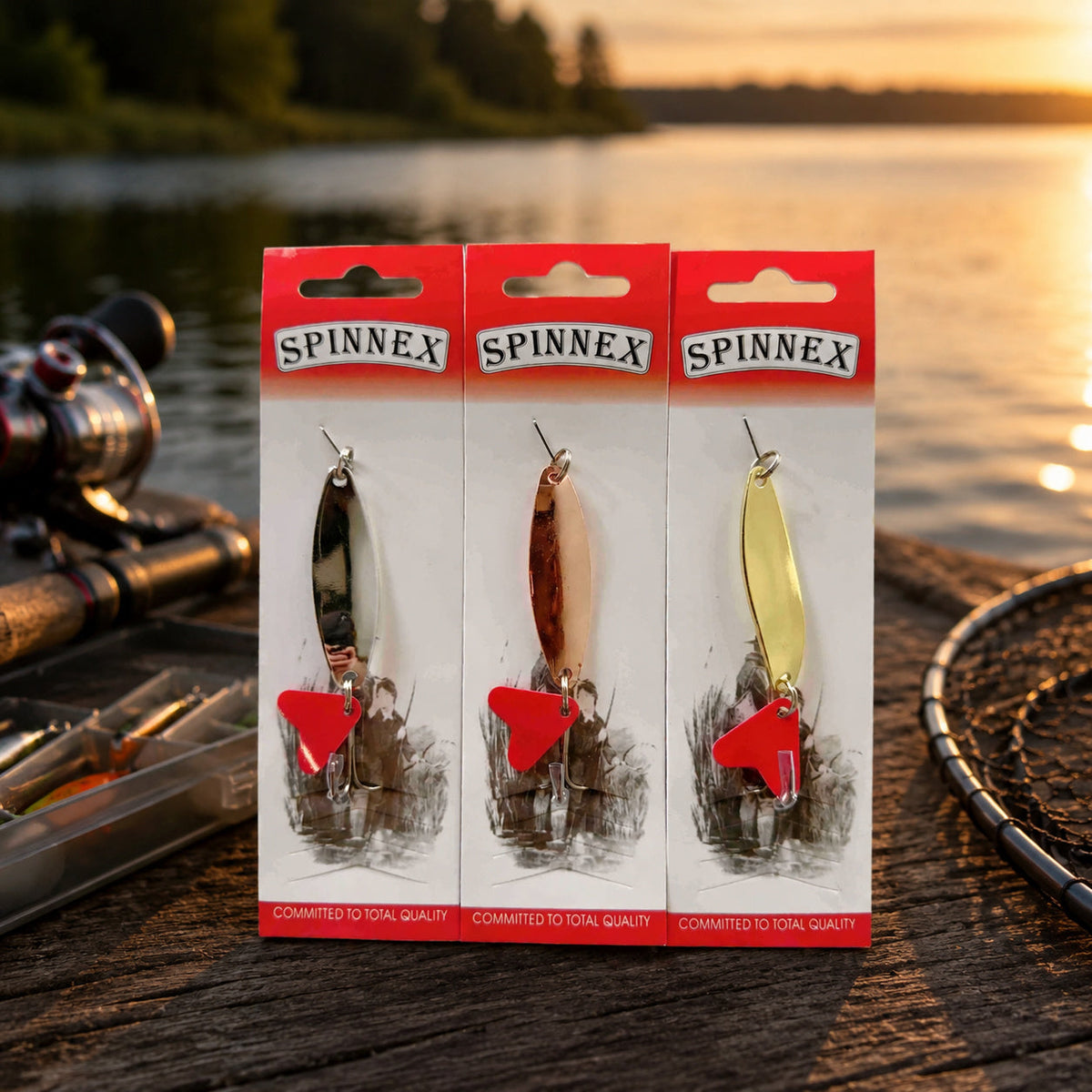 Set 3 Lingurițe Oscilante pentru Pescuit, Model Alungit – imagine comercială în ambient