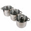 Set 3 oale inox cu capace termorezistente, 5L/6L/8L, compatibile inductie