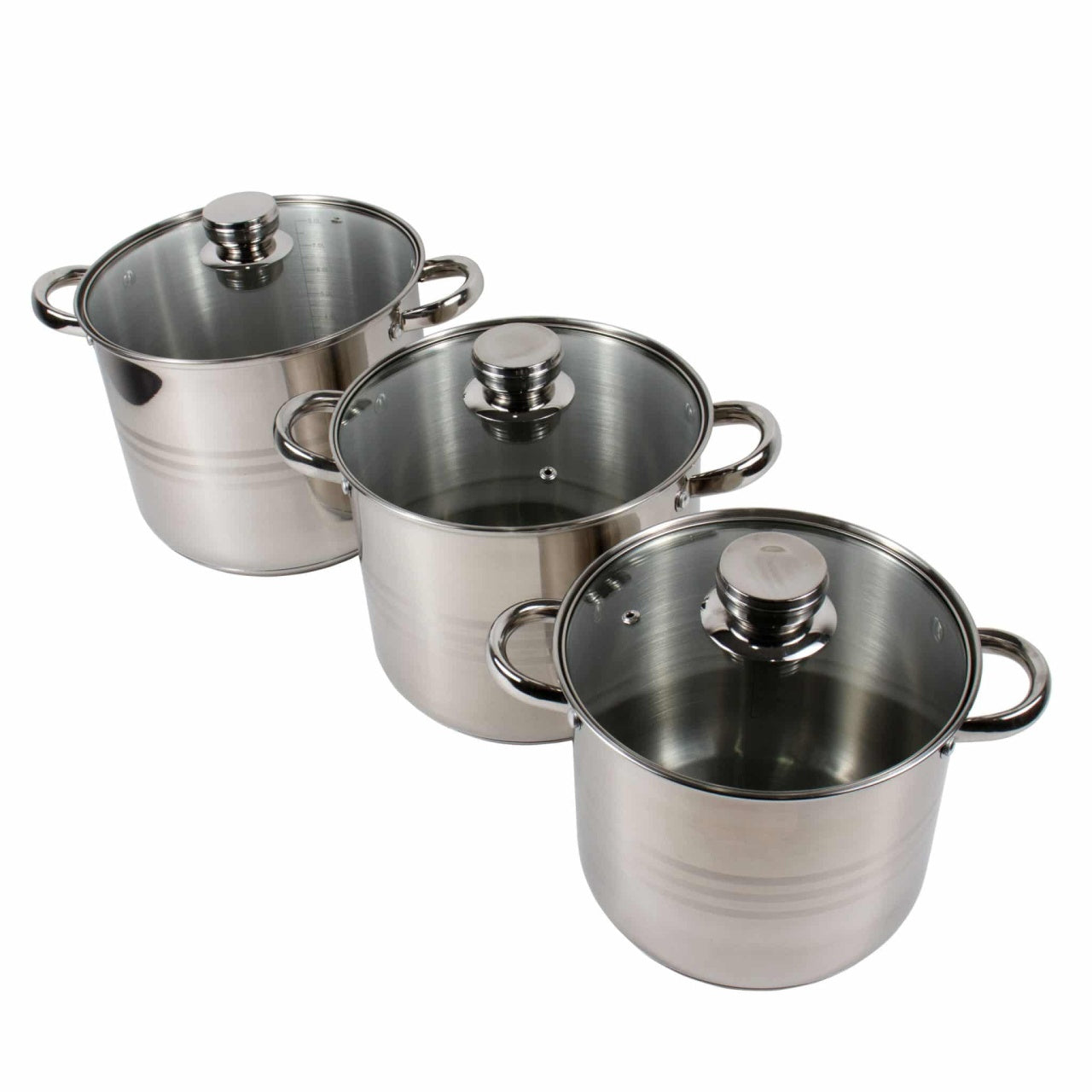 Set 3 oale inox cu capace termorezistente, 5L/6L/8L, compatibile inductie