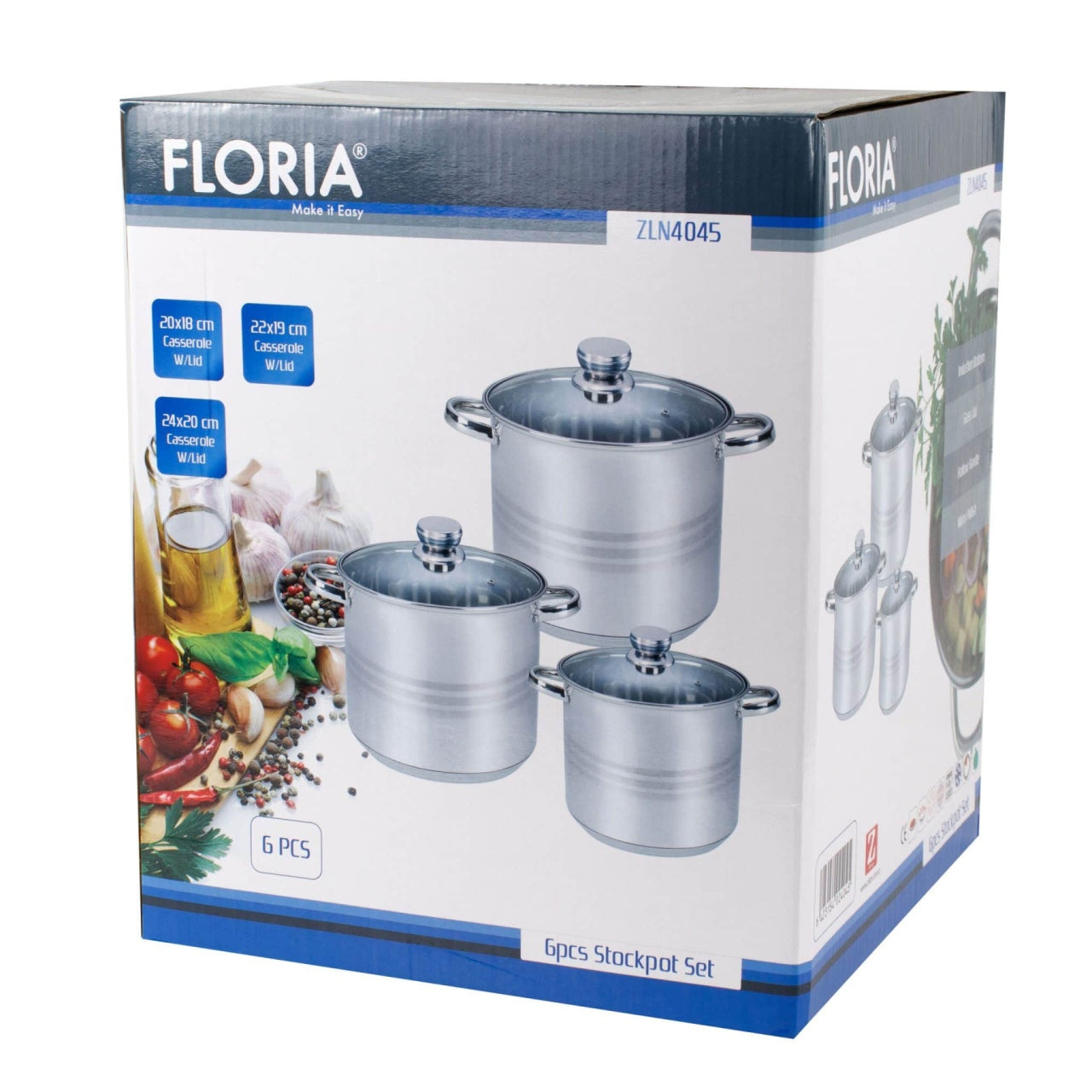 Set 3 oale inox cu capace termorezistente, 5L/6L/8L, compatibile inductie