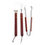 Set 3 piese accesorii gratar cu maner din lemn - spatula, cleste, furculita