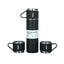 Set 3 piese, cu termos si 2 cani, capacitate 500ml, din metal si silicon, cu capac ermetic, BPA Free, negru