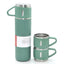 Set 3 piese, cu termos si 2 cani, capacitate 500ml, din metal si silicon, cu capac ermetic, BPA Free, verde