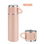 Set 3 piese, cu termos si 2 cani, capacitate 500ml, din metal si silicon, cu capac ermetic, BPA Free, roz