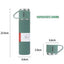 Set 3 piese, cu termos si 2 cani, capacitate 500ml, din metal si silicon, cu capac ermetic, BPA Free, verde