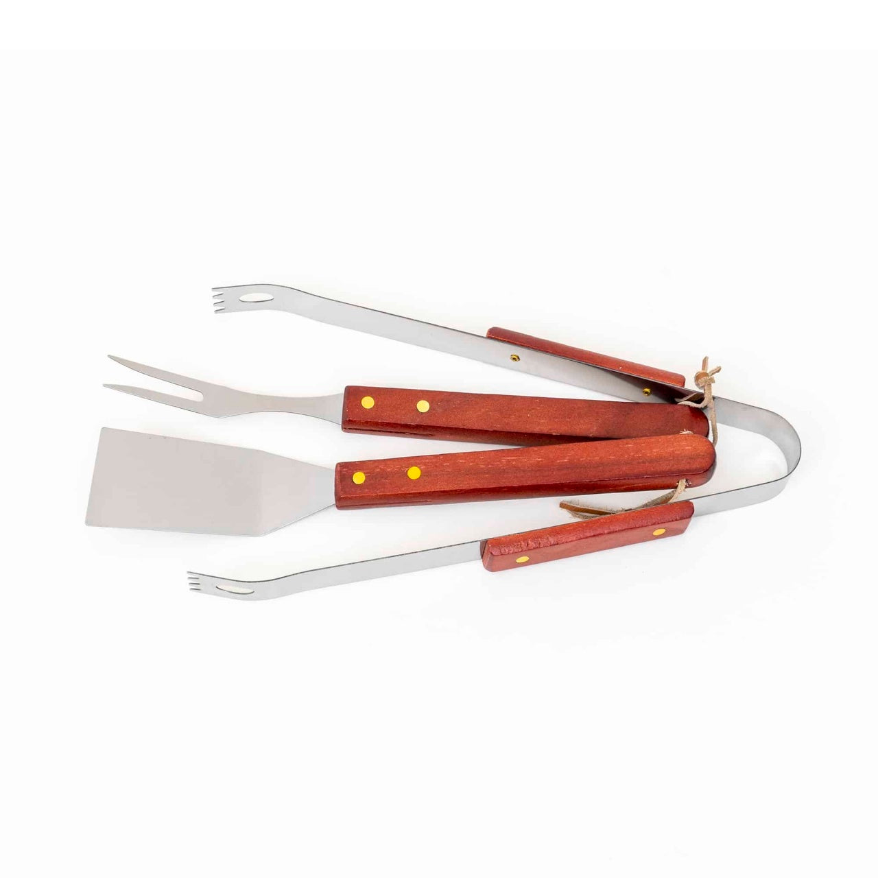 Set 3 piese pentru gratar cu maner din lemn, inox, lungime 33 cm