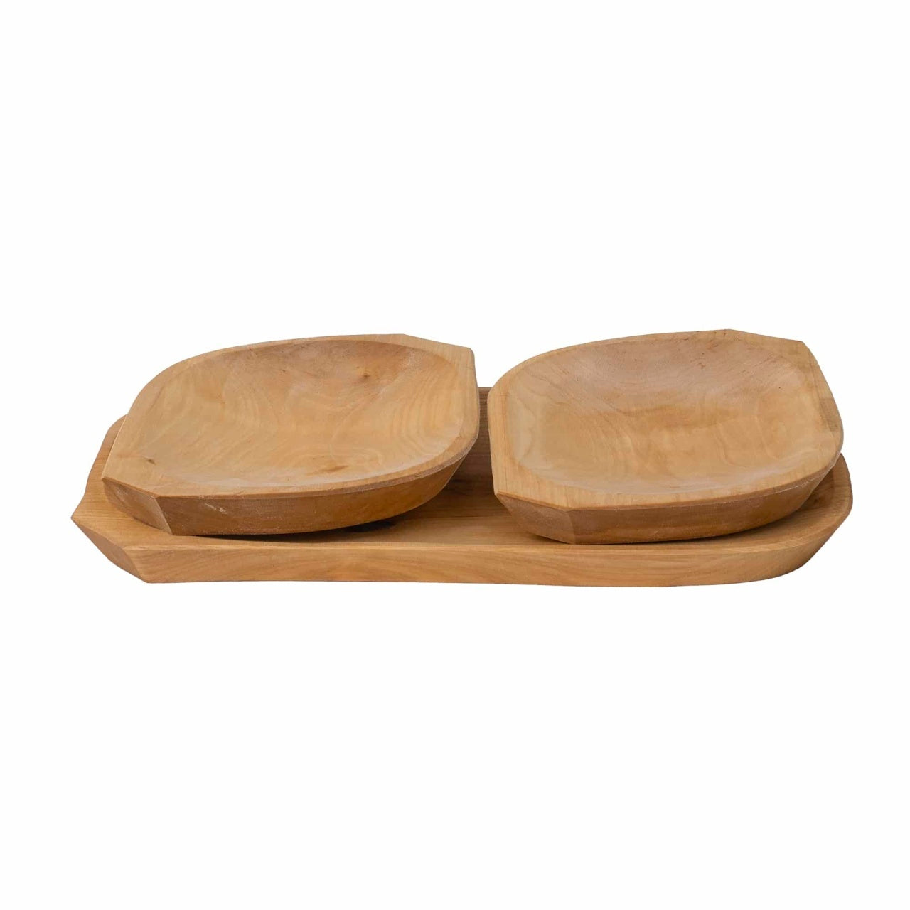 Set 3 platouri din lemn pentru servire, dreptunghiulare, maron, diferite dimensiuni