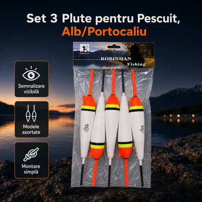 Set 3 Plute pentru Pescuit, Alb/Portocaliu – imagine principală promoțională