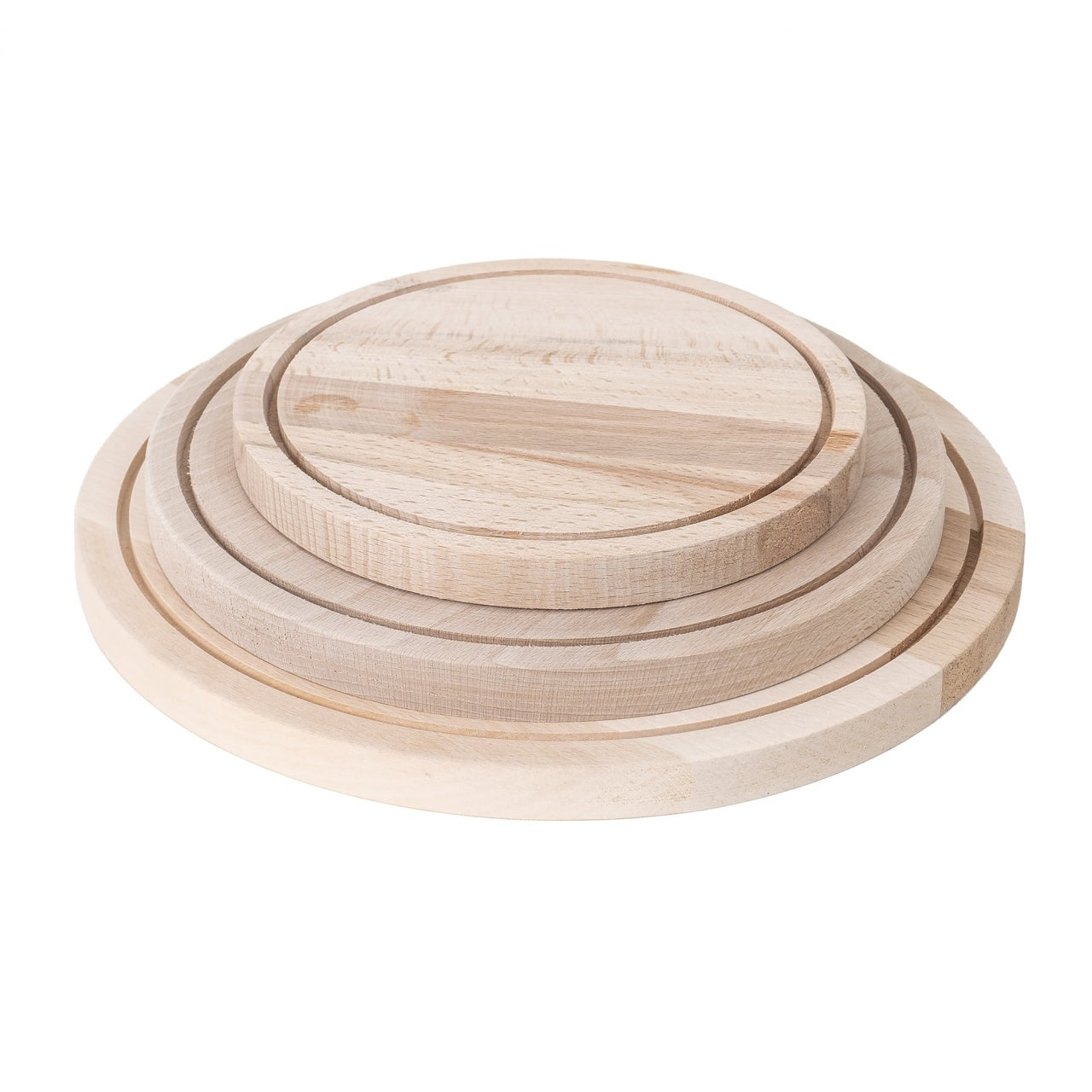 Set 3 tocatoare rotunde din lemn de fag, diametre 19-29 cm