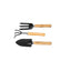 Set 3 ustensile gradina pentru plantat, maner lemn, otel carbon, negru