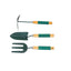Set 3 ustensile gradina pentru plantat, maner soft verde, otel carbon si lemn