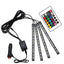 Set 4 benzi lumini ambientale auto, FOXMAG24, cu telecomanda, intensitate reglabila, 12 LED