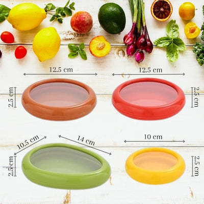 Set 4 cutii alimentare din silicon pentru alimente, reutilizabile, fara BPA, capac transparent, multicolor