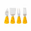 Set 4 cutite inox pentru cascaval, 12 cm, diverse tipuri si culori