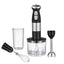 Set 4 in 1 blender/tocator/tel, din metal si plastic, cu 2 viteze, putere 500W, capacitate boluri 500/600 ml, alimentare la retea, negru/argintiu