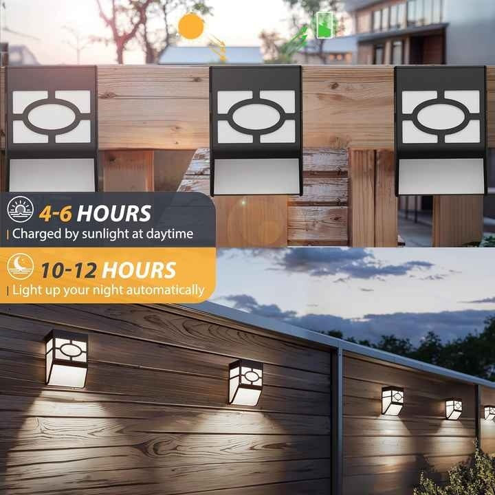 Set 4 lampi solare, pentru gradina si tersara, fixare prin agatare, din ABS, lumina LED, cu panou siliciu policristalin, negru