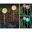 Set 4 lampi solare pentru gradina, tip sfera, dimensiuni 40 x 10 cm, cu fixare tip tarus, senzor de lumina, alb