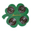 Set 4 pahare shot 50ml cu suport lemn trifoi, transparent-verde