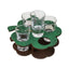 Set 4 pahare shot 50ml cu suport lemn trifoi, transparent-verde