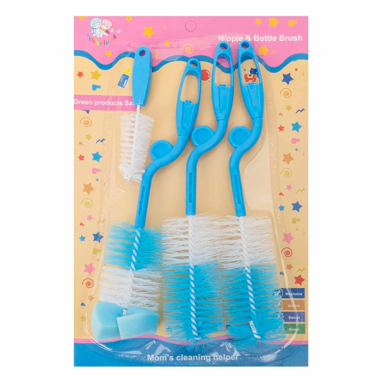 Set 4 perii pentru curatarea biberoanelor si tetinelor, albastru