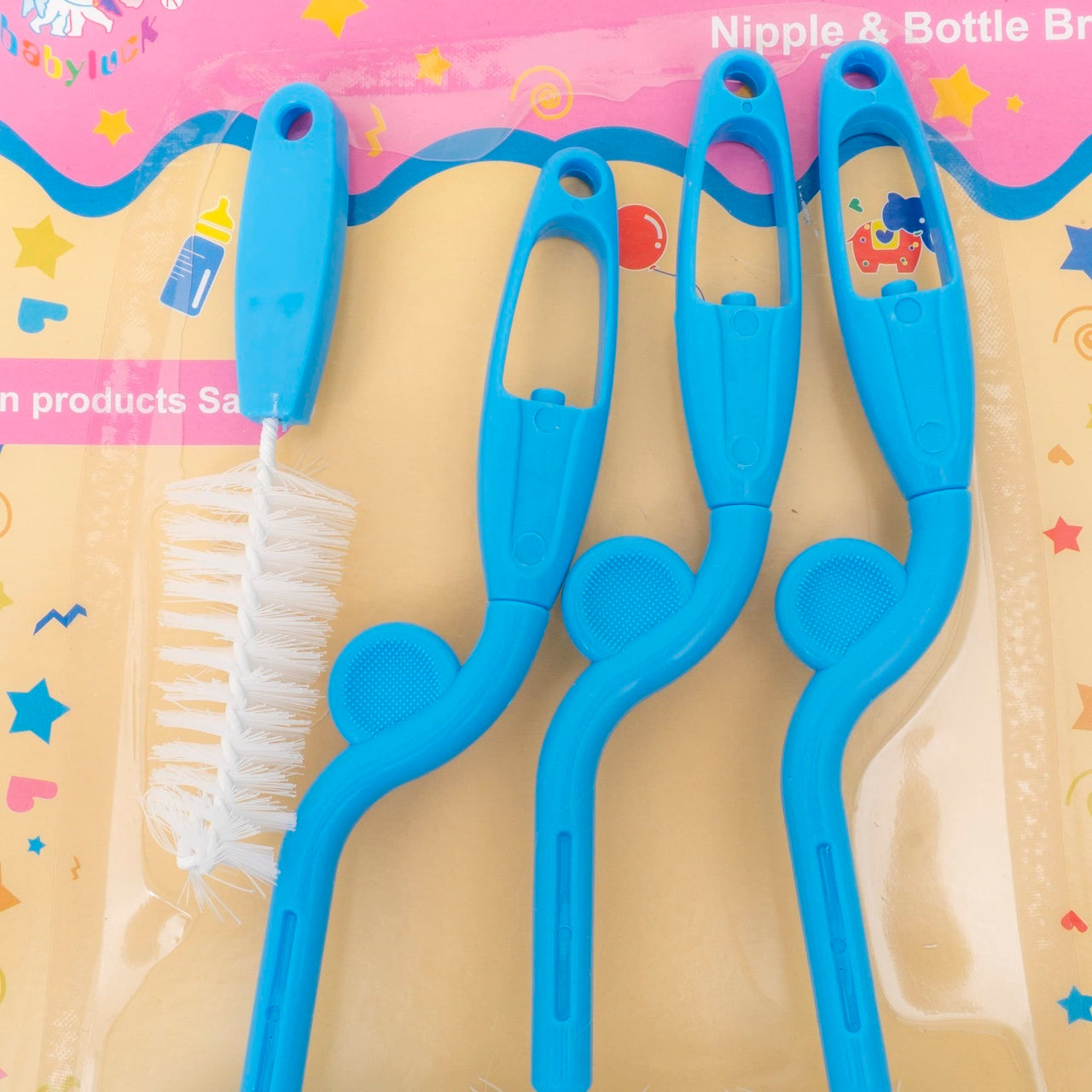 Set 4 perii pentru curatarea biberoanelor si tetinelor, albastru