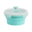 Set 4 recipiente rotunde pliabile, capacitate 350 ml, 500 ml, 800 ml, 1200 ml, din ABS si silicaon nontoxic, cu capac, verde