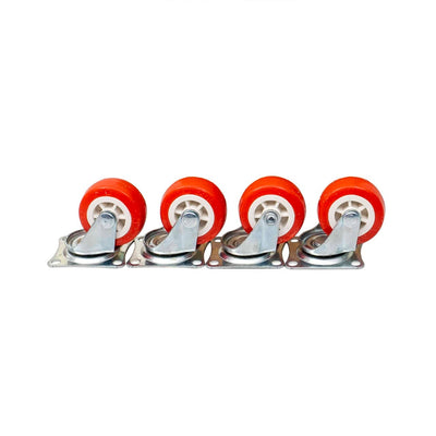 Set 4 roti pivotante cu rola de cauciuc, diametru 1.25 inch