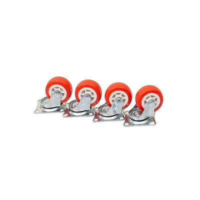 Set 4 roti pivotante cu rola de cauciuc, diametru 1.25 inch