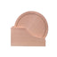 Set 4 tocatoare rotunde din lemn, diametru 25 cm, cu suport bej
