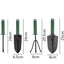 Set 4 unelte de gradina, dimensiuni reduse, din metal, cu maner anti-alunecare, usor de depozitat, negru