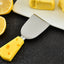 Set 4 ustensile mici pentru branzeturi, design elegant, usor de intretinut, lame din otel inoxidabil, compacte, galben/argintiu