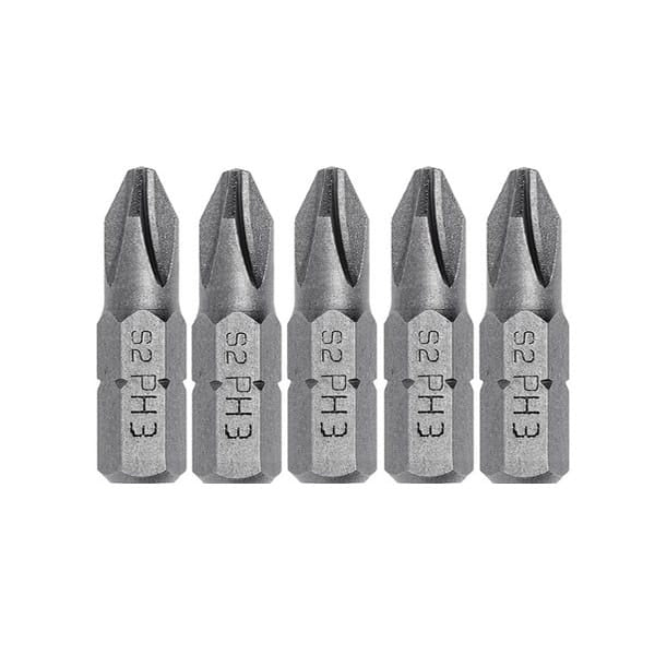 Set 5 bucati bit-uri surubelnita PH3, 25mm, otel S2, profil hexagonal 1/4''