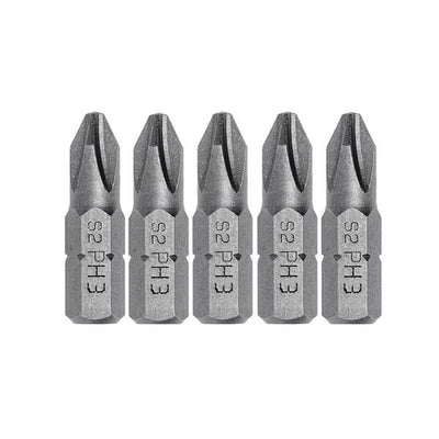 Set 5 bucati bit-uri surubelnita PH3, 25mm, otel S2, profil hexagonal 1/4''