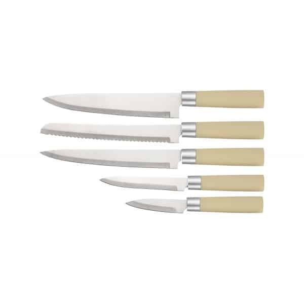 Set 5 cutite inox cu suport crem, maner ergonomic, diverse dimensiuni