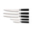 Set 5 cutite inox cu suport negru, maner ergonomic, diverse dimensiuni