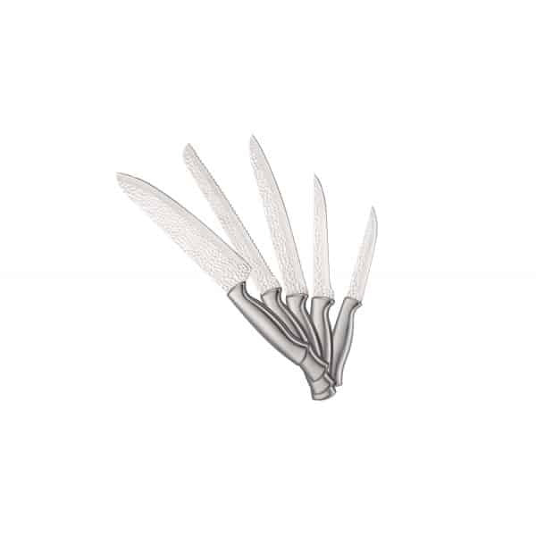 Set 5 cutite otel inoxidabil cu suport bambus, include cutit chef, paine, feliat