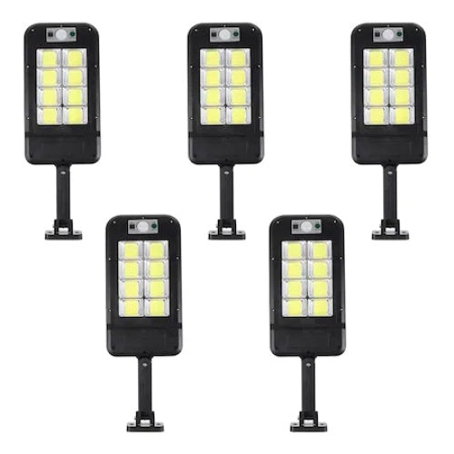 Set 5 lampi solare FOXMAG24, cu telecomanda, 160 LED-uri, corp de iluminat exterior, cu incarcare solara, senzor de miscare si lumina