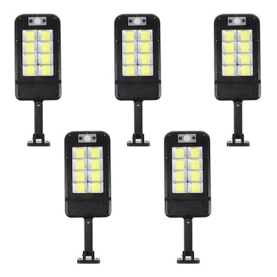 Set 5 lampi solare FOXMAG24, cu telecomanda, 160 LED-uri, corp de iluminat exterior, cu incarcare solara, senzor de miscare si lumina